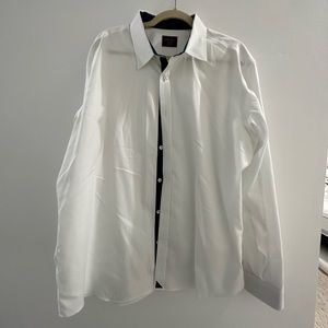 Men’s UNTUCKit White Button Down with Blue Detail